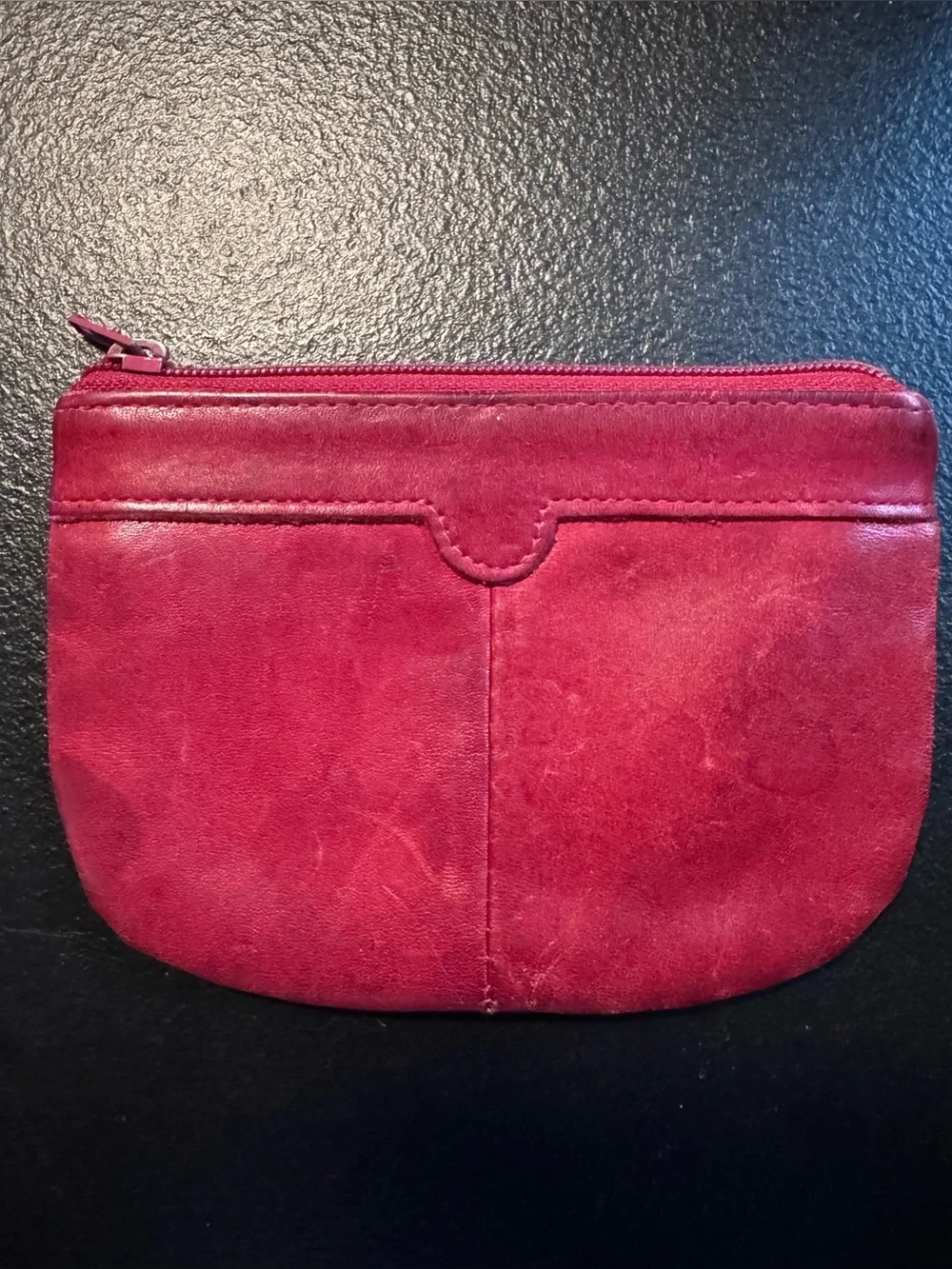 Buxton Red Genuine Leather Zip Pouch